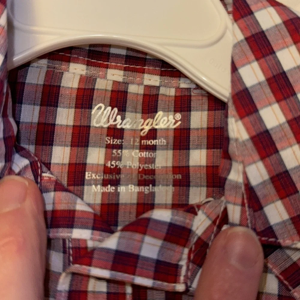 Wrangler western plaid shirt (onesie) size 12 months